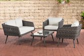 Clp Trosa Loungeset  - 5 mm rond Polyrattan Grijs gemêleerd - crème wit 40 cm (donkergrijs)