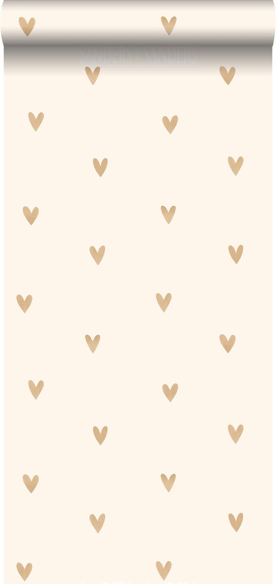 Sanders & Sanders behang hartjes beige en goud - 53 cm x 10.05 m - 935268