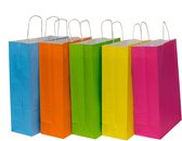 50x Papieren tassen assorti vrolijke kleuren 25x11x32cm (A4 formaat)