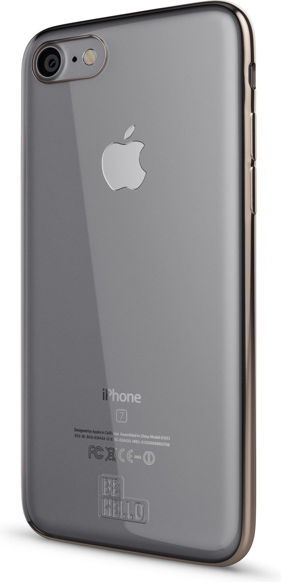 BeHello iPhone 8 7 6s 6 Gel Siliconen Hoesje Transparant met Gouden Rand