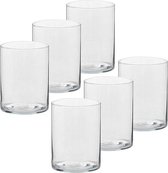 6x Hoge theelichthouders/waxinelichthouders van glas 5,5 x 6,5 cm - Glazen kaarsenhouders - Woondecoraties
