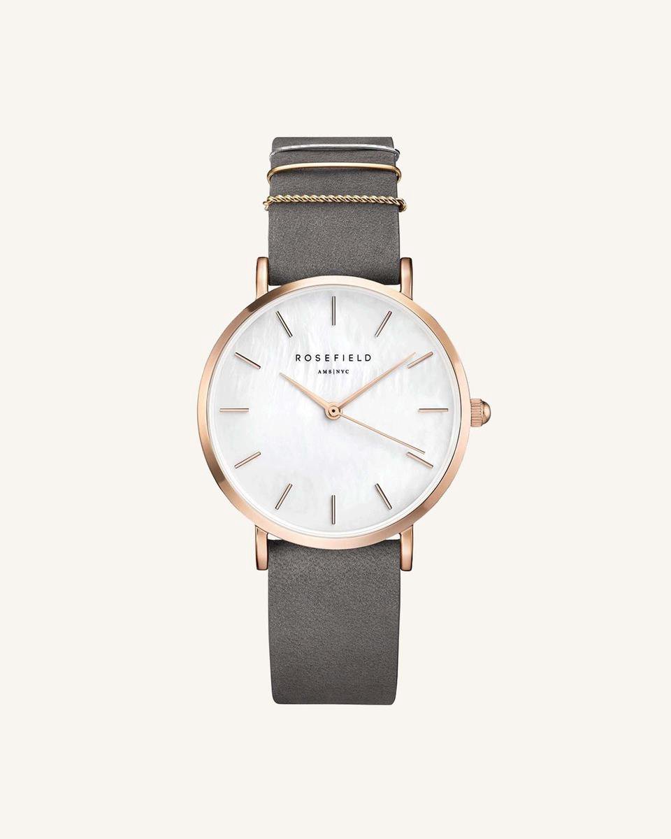Rosefield West Village Dames Horloge - Rosé Goud Grijs Ø33mm - WEGR-W75