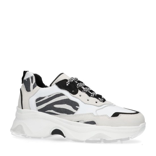 Sacha - Dames - Witte dad sneakers met zebraprint - Maat 37 | bol.com