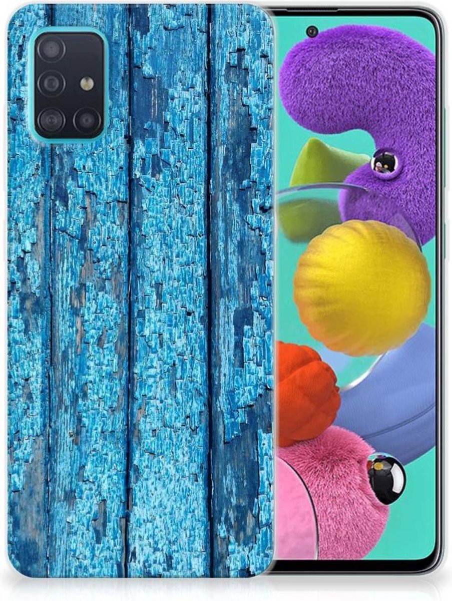 Samsung Galaxy A51 Bumper Hoesje Wood Blue