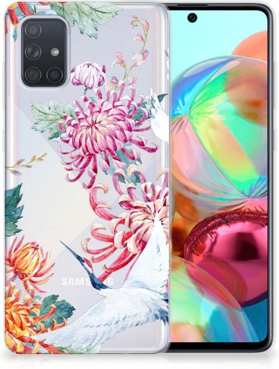 Samsung Galaxy A71 TPU Hoesje Bird Flowers