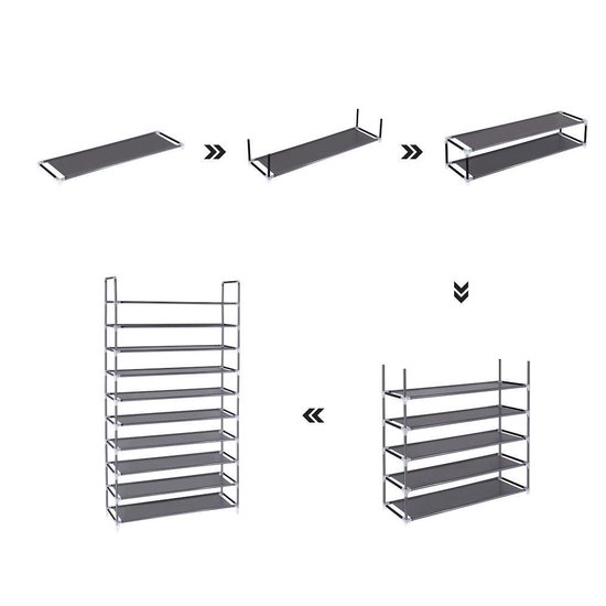 Meuble à Chaussures - XXL- Rangement Chaussures - 10 Planches- Meuble à  Chaussures