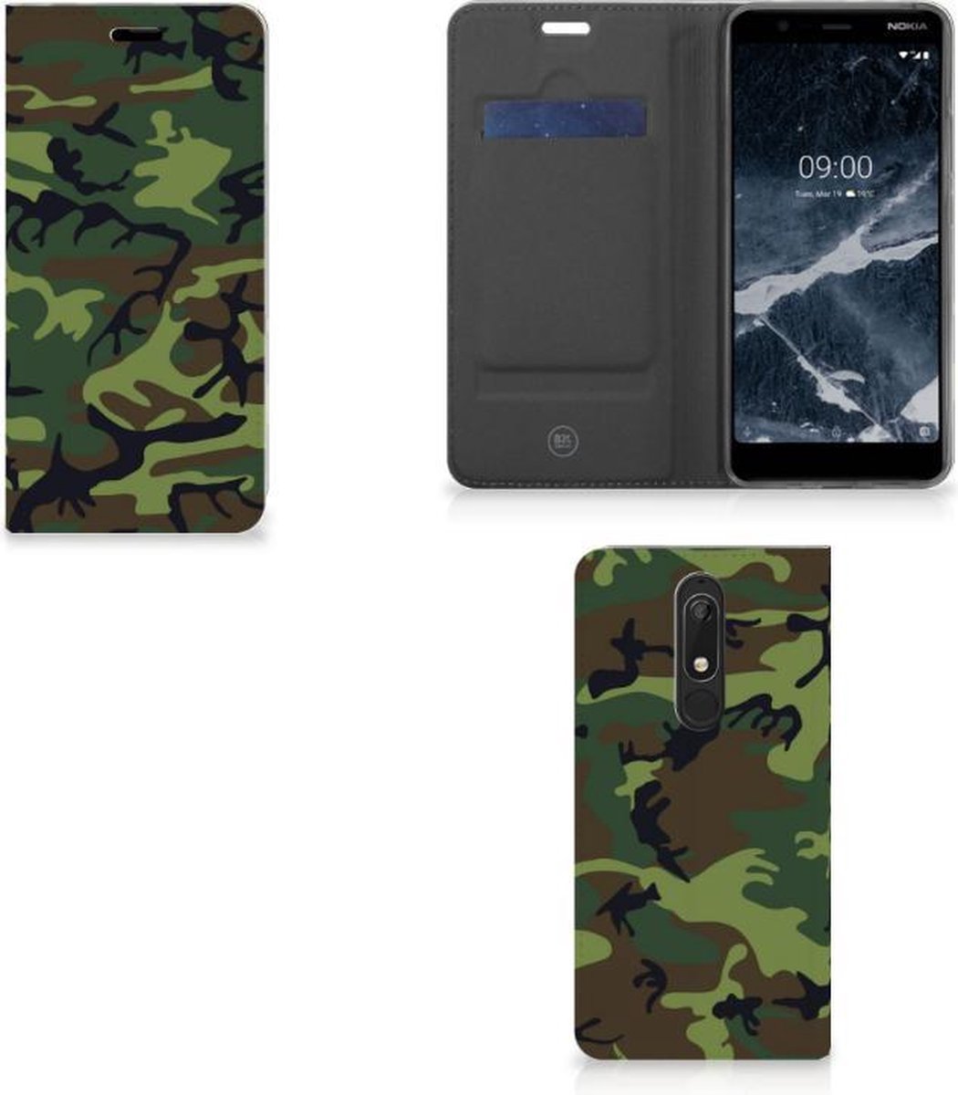 Nokia 5.1 (2018) Hoesje met Magneet Army Dark