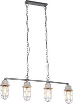 QAZQA mighty - Hanglamp - 4 lichts - L 1040 mm - Grijs
