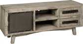 TV-kast | Mangohout & ijzer | 1 deur, 2 lades | 148x41x58