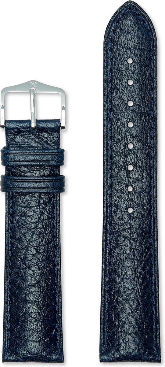 Hirsh Horlogeband Camelgrain Blauw - Leer - 20mm