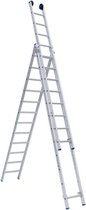 Eurostairs Reform ladder driedelig uitgebogen 3x12 sporten + gevelrollen