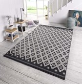 Design vloerkleed Karree - zwart/grijs 70x140 cm