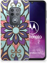 Motorola One Zoom TPU Siliconen Hoesje Purple Flower