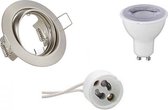 LED Spot Set - Trion - GU10 Fitting - Dimbaar - Inbouw Rond - Mat Nikkel - 6W - Helder/Koud Wit 6400K - Kantelbaar Ø83mm