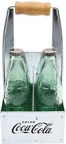 Coca-Cola CC339NG Glass Salt & Pepper Shaker In Galvanized Caddy