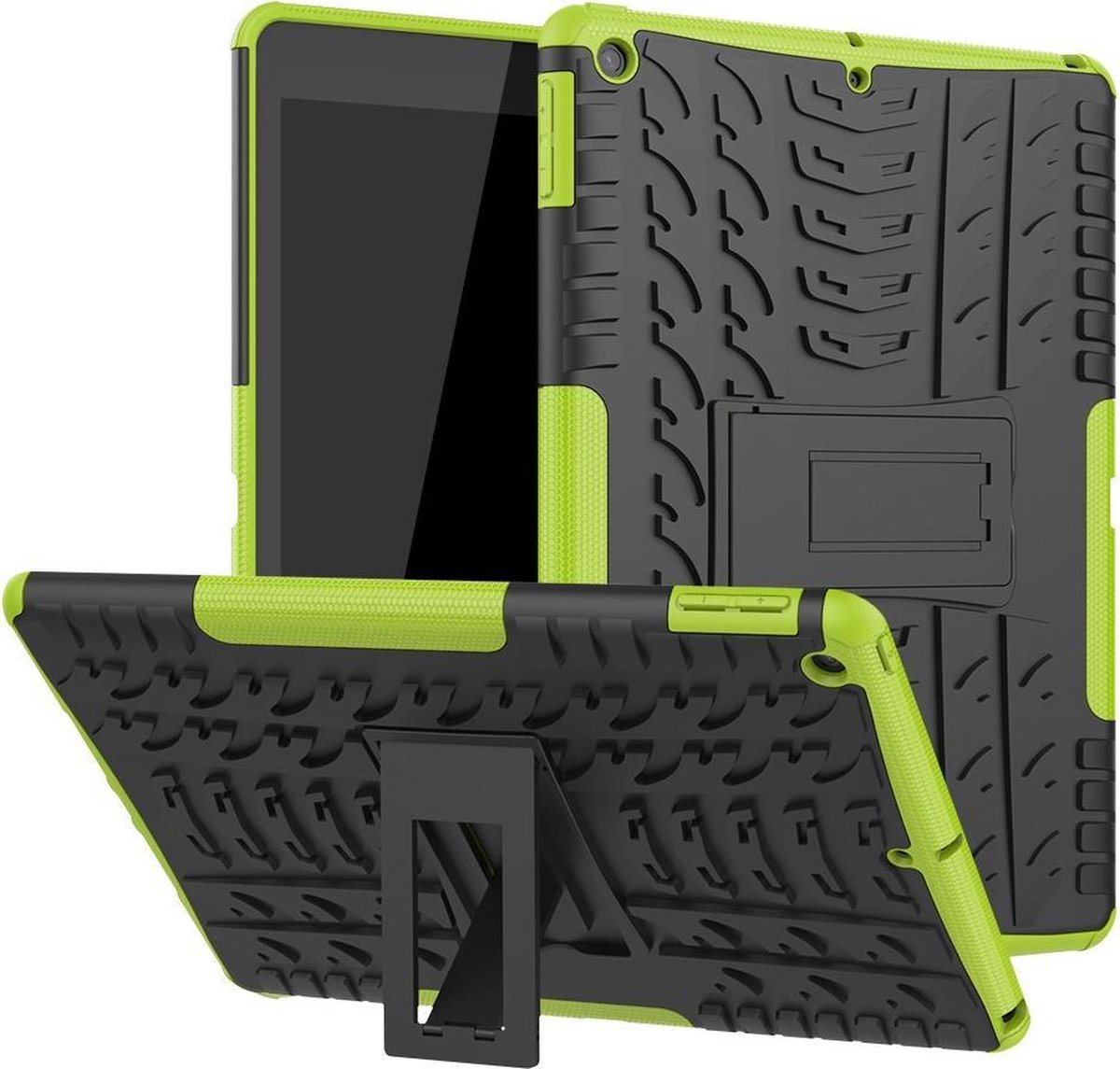Tablethoes geschikt voor iPad 10.2 Hoesje - Rugged Kickstand Back Cover - Groen