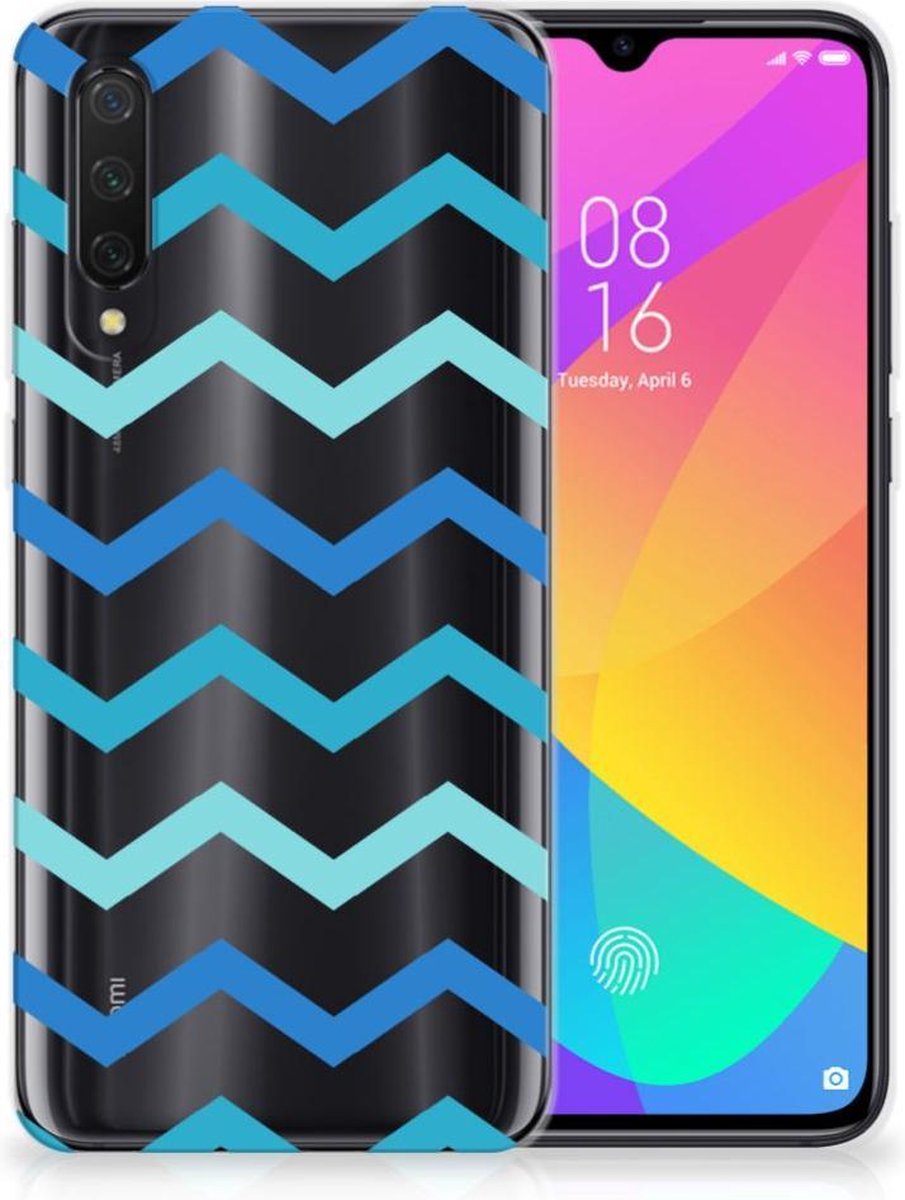 Xiaomi Mi 9 Lite TPU bumper Zigzag Blauw