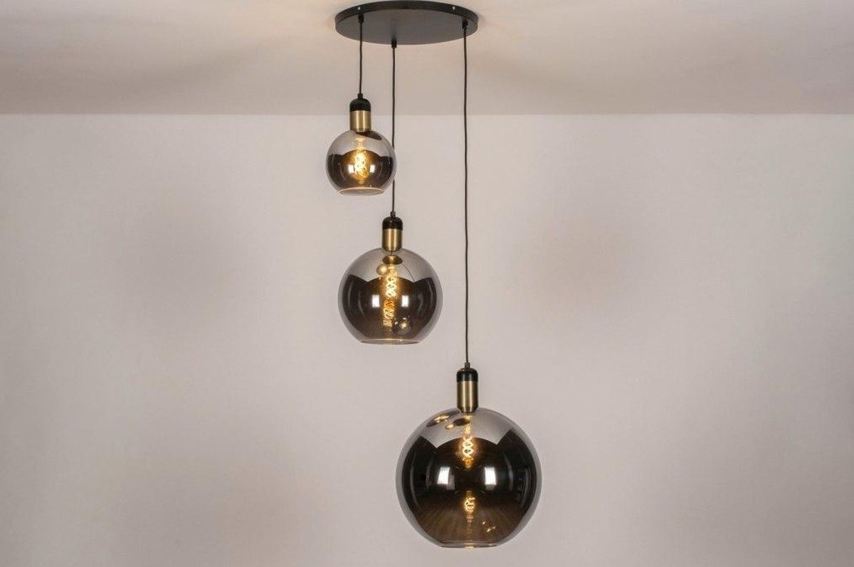 Lumidora Hanglamp 73848 3 Lichts E27 Zwart Grijs