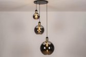 Lumidora Hanglamp 73848 - 3 Lichts - E27 - Zwart - Grijs - Messing - Metaal - ⌀ 70 cm