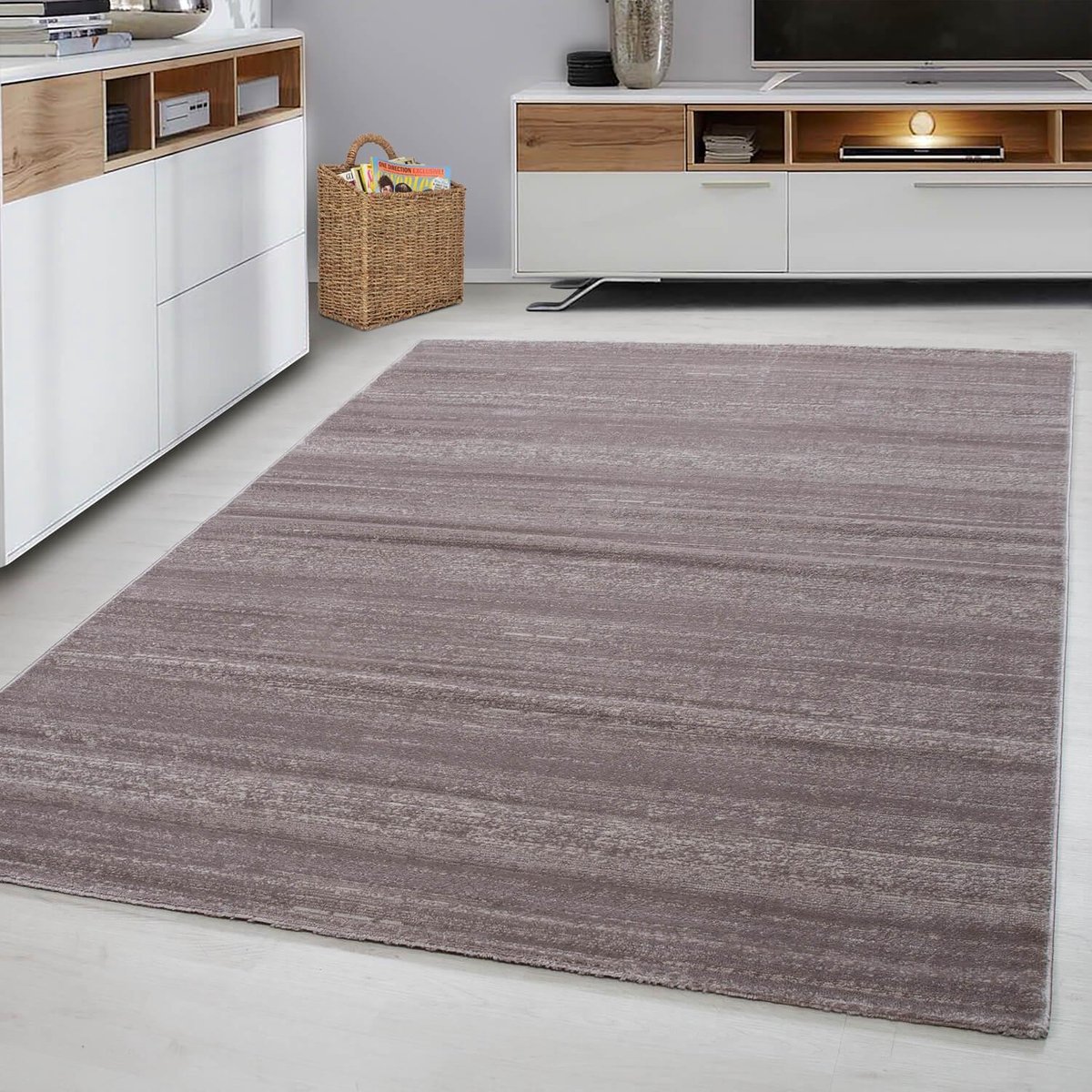 Ayyildiz Laagpolig vloerkleed, effen kleur - beige, vloerkleed voor de woonkamer, jute achterkant, afmeting: 160 cm x 230 cm