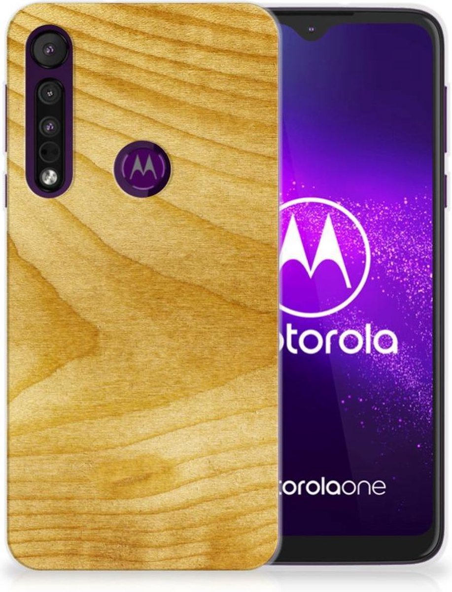 Motorola One Macro Bumper Hoesje Licht Hout