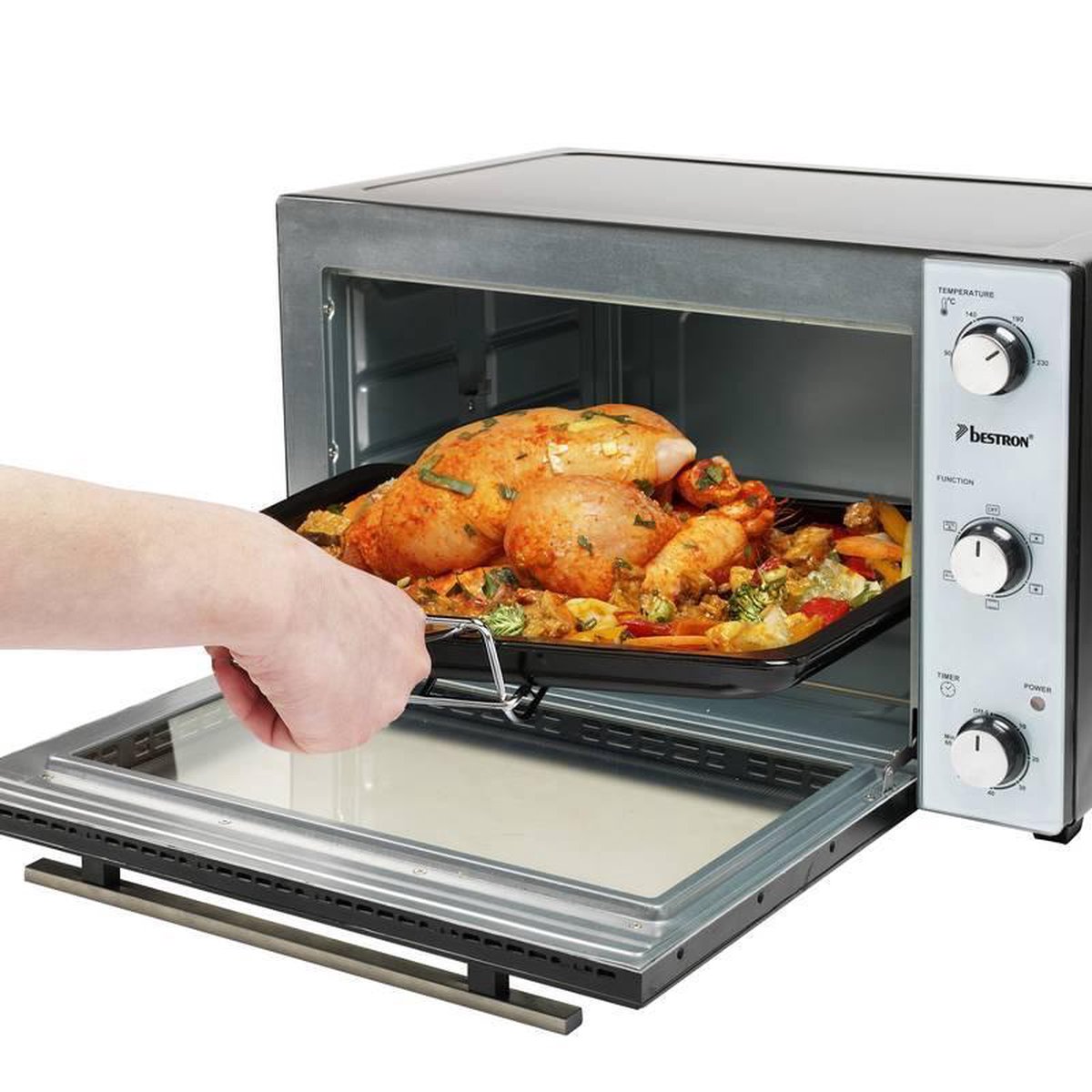 Bestron Vrijstaande oven AOV55 - Bakoven 2000W - 55L - Draaispit - RVS/Zwart - 5 jaar garantie – foto 2