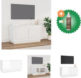 vidaXL Tv-meubel 80x35x45 cm bewerkt hout hoogglans wit - Kast - Inclusief Houtreiniger en verfrisser