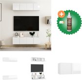 vidaXL Tv-meubelen 4 st 60x30x30 cm spaanplaat hoogglans wit - Kast - Inclusief Houtreiniger en verfrisser