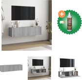 vidaXL Tv-wandmeubel 120x30x30 cm bewerkt hout grijs sonoma eiken - Kast - Inclusief Houtreiniger en verfrisser