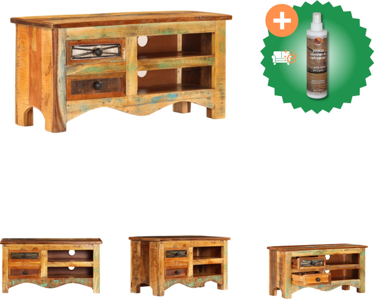 vidaXL Tv-meubel 112x30x45 cm massief gerecycled hout