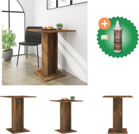 vidaXL Table de bistro 60x60x75 cm Bois d'ingénierie Chêne fumé - Table - Comprend un nettoyant et un rafraîchisseur pour bois