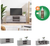 vidaXL Tv-meubel 102x30x37-5 cm bewerkt hout grijs sonoma eikenkleurig - Kast - Inclusief Houtreiniger en verfrisser