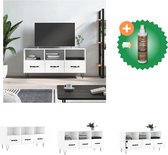 vidaXL Tv-meubel 102x36x50 cm bewerkt hout hoogglans wit - Kast - Inclusief Houtreiniger en verfrisser