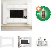 vidaXL 10-delige Tv-meubelset spaanplaat wit - Kast - Inclusief Houtreiniger en verfrisser