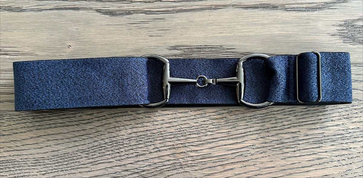 Paardrijriem - Glitter Navy - Zwart - Trensriem - Paardrij Riem - Paardrijden - Riemen
