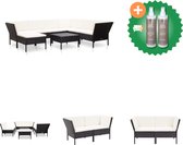 vidaXL 8 delige Loungeset met kussens poly rattan zwart Tuinset Inclusief Onderhoudsset