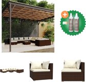 vidaXL 12 delige Loungeset met kussens poly rattan bruin Tuinset Inclusief Onderhoudsset