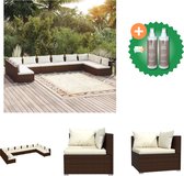 vidaXL 10 delige Loungeset met kussens poly rattan bruin Tuinset Inclusief Onderhoudsset