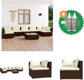 vidaXL 8 delige Loungeset met kussens poly rattan bruin Tuinset Inclusief Onderhoudsset