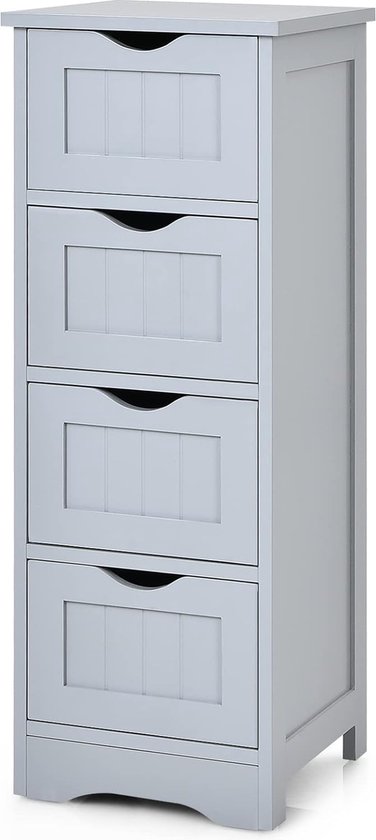 GOPLUS Niskast Voor Badkamer – Witte Smalle Kast Met Laden, 48 X 15 X 58 Cm, Van MDF
