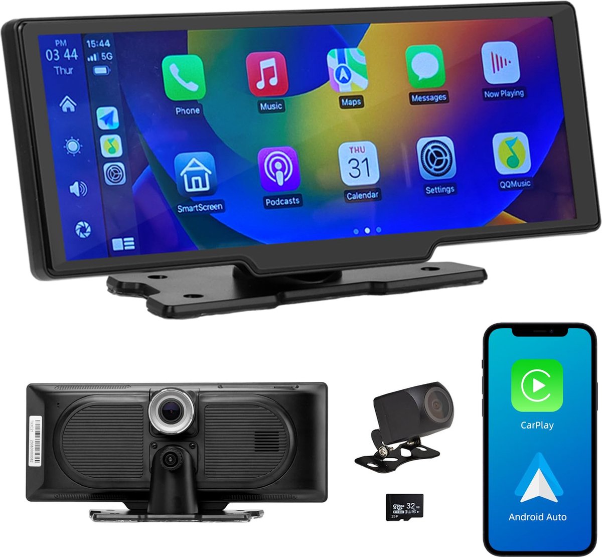 Beroli - Autoradio met Bluetooth - 10.26 Inch - Dubbele Camera - Apple CarPlay & Android Auto - Navigatie - Frontcamera - Achteruitrijcamera -Mirror Link - FM - AUX - TF-kaart