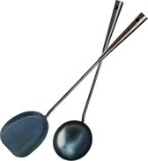 Spatule et louche faites à la main, ensemble d'outils de Wok traditionnel chinois en fer, ustensiles de Wok longs (spatule de 40 cm, louche de 45 cm)