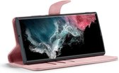 Samsung Galaxy S23 Ultra Bookcase hoesje - CaseMe - Effen Roze - Kunstleer