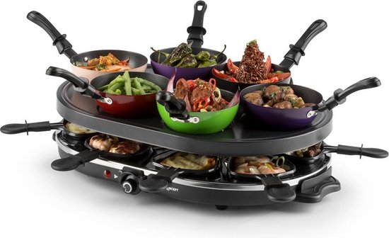 oneConcept Woklette tafelgrill - Gourmet - Wok set - 1200 W - 8 Personen - Anti-aanbak - Zwart — afbeelding 2