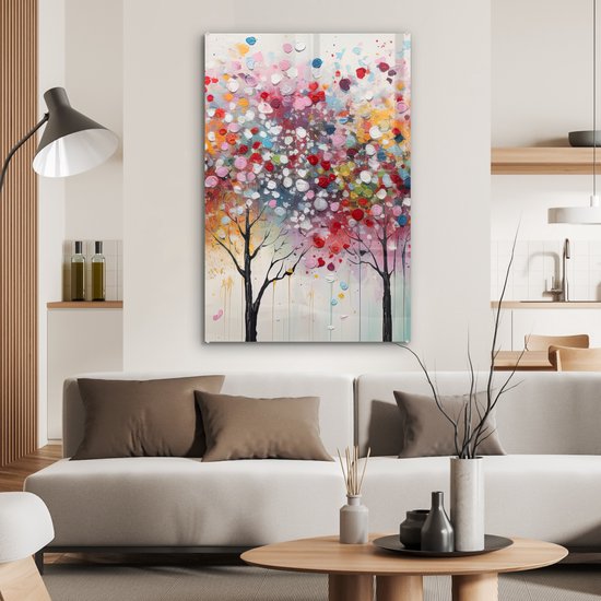 MuchoWow® Peinture sur verre 80x120 cm - Peinture sur verre acrylique - Art - Arbres - Nature - Acryl - Photo sur verre - Décoration murale salon - Décoration murale chambre - Peintures
