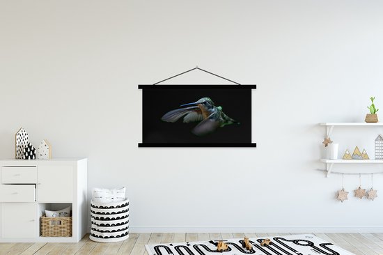 Porte-affiche avec affiche - Affiche scolaire - Colibri - Vogel - Ressorts - Zwart - 150x75 cm - Lattes noires