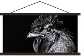 Porte-affiche avec affiche - Affiche scolaire - Coq - Vogel - Zwart - Wit - 90x45 cm - Lattes noires