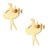 Aramat jewels ® - Oorbellen zweerknopjes ballerina goudkleurig chirurgisch staal 10mm x 6mm