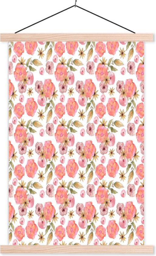 Porte-affiche avec affiche - Affiche scolaire - Fleurs - Rose - Motif - 40x60 cm - Lattes vierges