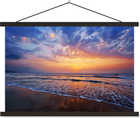 Porte-affiche avec affiche - Affiche scolaire - Mer - Soleil - Couleurs - 150x100 cm - Lattes noires